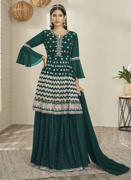 Dark Turqouise Blue Colour ZR V5 Gulzar New Latest Designer Festive Wear Georgette Salwar Suit Collection 1016